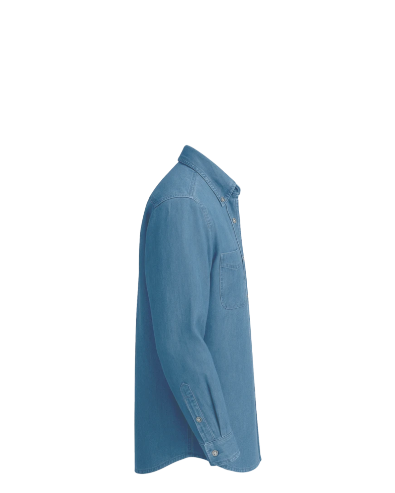 Image of a model wearing a SP10 Port & Company Long Sleeve Value Denim