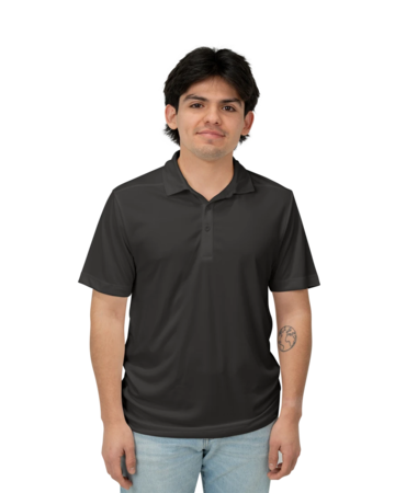 Model wearing a ST520 Sport-Tek Posi-UV Pro Polo