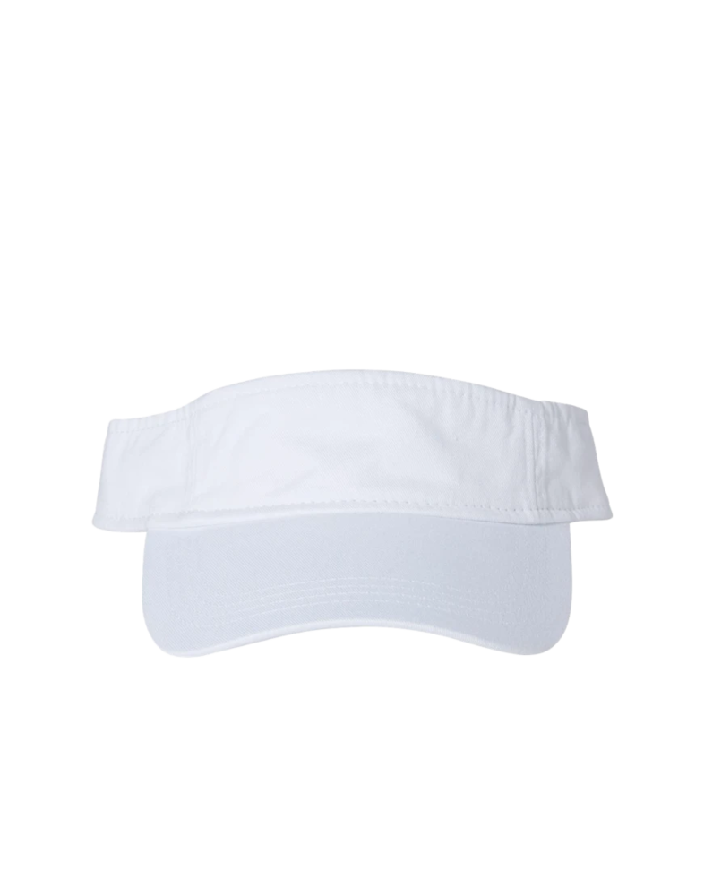 Image of a model wearing a VC500 Valucap Bio-Washed Visor